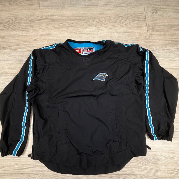 Nike Other - Nike NFL Pro Line Carolina Panthers Vintage 90s Windbreaker Pullover Black Sz M